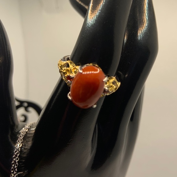 BURMESE RED JADE, GARNET JEWELRY SET - Picture 4 of 8